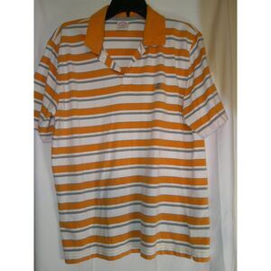 Brooks Brothers Classic Orange & White Striped Cotton‎ Polo Shirt Short Sleeve L